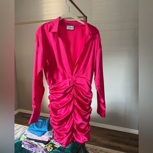Hello Molly Long sleeve pink mini dress